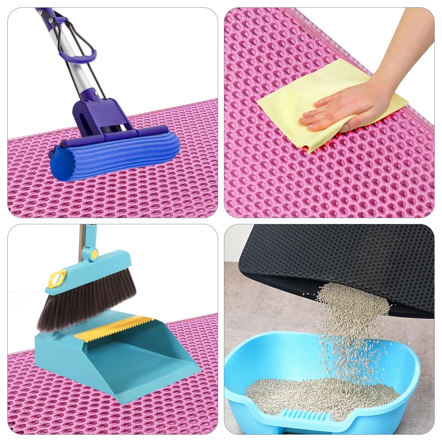 Double Layer anti Tracking Waterproof Cat Litter Trapping Mat Pink