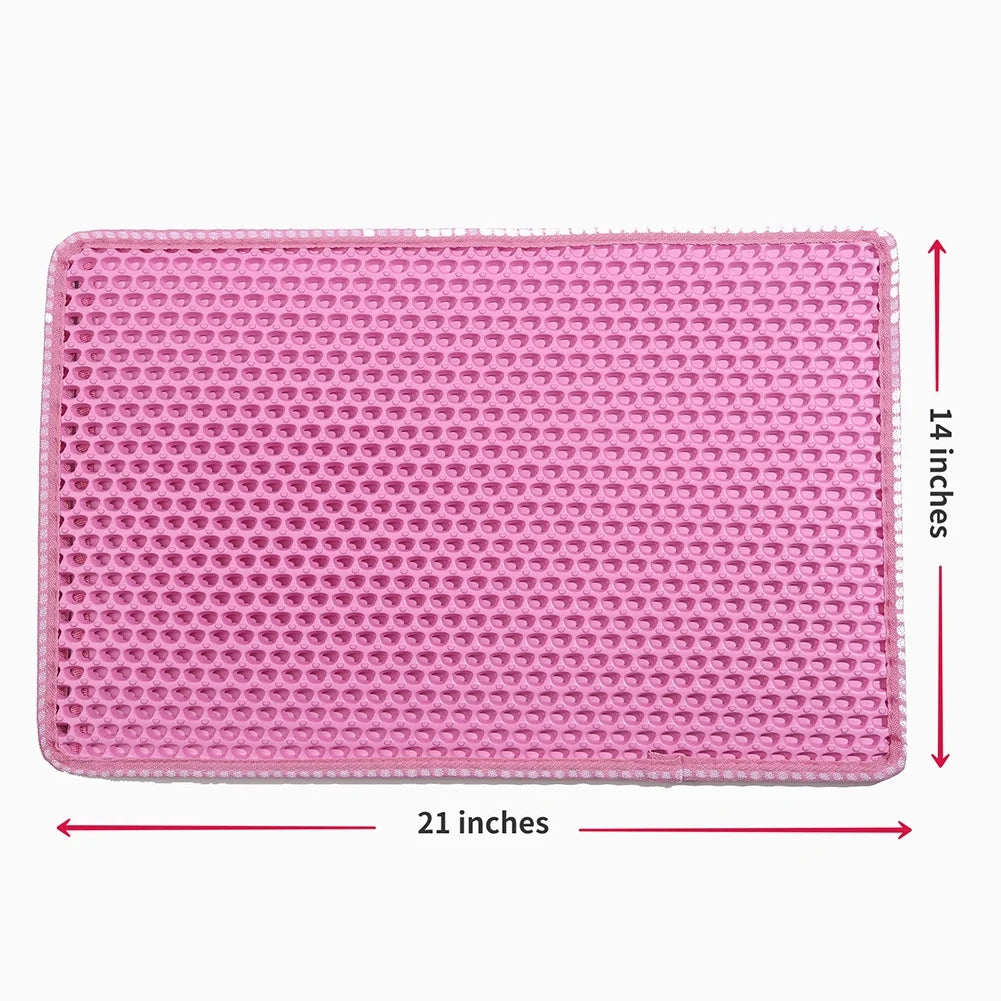 Double Layer anti Tracking Waterproof Cat Litter Trapping Mat Pink